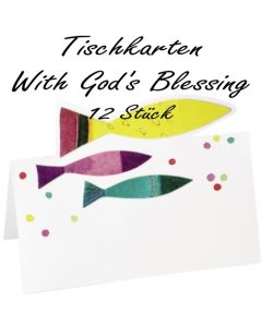 Tischkarten zu Kommunion und Konfirmation, With God´s Blessing