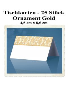 Tischkarten Ornament Gold, 25 Stück