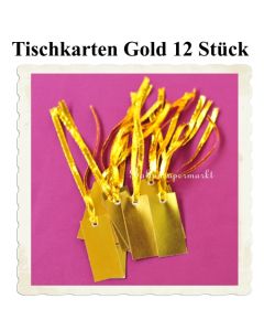 Tischkarten Gold mit Satinband, 12 Stück