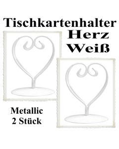 Tischkartenhalter, Weiß, Metall, Herzen