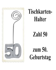 Tischkartenhalter, Namenskartenhalter, Zahl 50, zum 50. Geburtstag