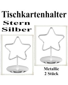 Tischkartenhalter, Silber, Metall, Sterne