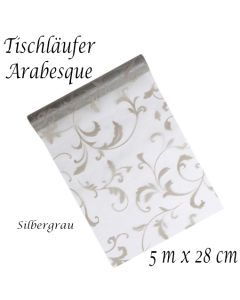 Tischläufer, Tischdecke Arabesque Silbergrau, 5 Meter Rolle