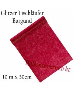 Tischläufer, Tischdecke, Glitzer, Vlies, burgund