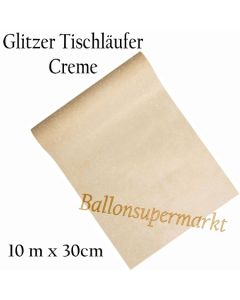 Tischläufer, Tischdecke, Glitzer, Vlies, creme