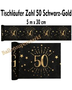 Tischläufer, Tischdecke Zahl 50, schwarz-gold, 5 Meter Rolle