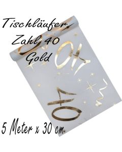 Tischläufer, Tischdecke Zahl 40, gold, 5 Meter Rolle