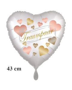 Traumpaar Hearts, Herzluftballon, satinweiss, ohne Helium zur Hochzeit