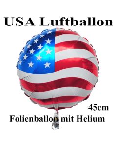 USA Luftballon aus Folie, 45 cm Rundballon mit Helium-Ballongas