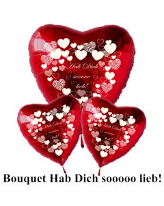 Valentinstag Ballon-Bouquet "Hab Dich sooooo lieb"!