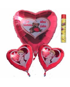 Helium Luftballons zum Valentinstag, Bouquet 1 inklusive Ballongasdose