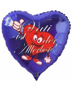 Herzluftballon zum Vatertag. Vati ist der Allerbeste! Blau, 45 cm inklusive Ballongas Helium
