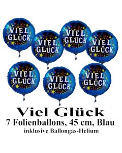 Viele Glück. 7 Luftballons aus Folie mit Ballongas-Helium
