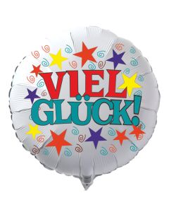 Viel Glück! Weißer Luftballon aus Folie mit Ballongas Helium. Ballongruß
