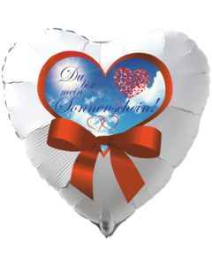 Herzluftballon in Weiß "Du bist mein Sonnenschein!" zum Valentinstag