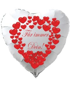 Herzluftballon in Weiß "Für immer Dein!" zum Valentinstag