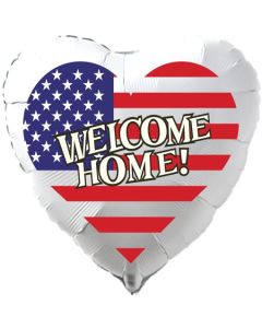 Welcome Home Luftballon aus Folie USA Flagge, Herzballon 45 cm