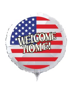 Welcome Home Luftballon aus Folie USA Flagge, Rundballon 45 cm