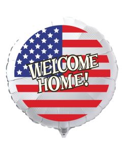 Welcome Home USA Luftballon aus Folie, 45 cm Rundballon mit Helium-Ballongas
