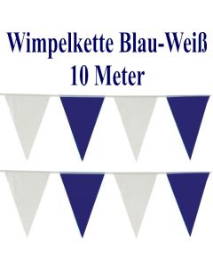 Wimpelkette, Wimpelgirlande Blau-Weiß, 10 Meter, PVC