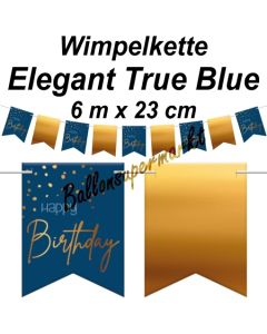 Wimpelkette Elegant True Blue Happy Birthday zum Geburtstag
