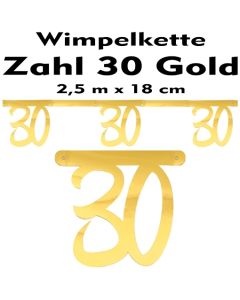 Wimpelkette zum 20. Geburtstag in Gold