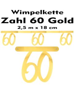 Wimpelkette zum 60. Geburtstag in Gold