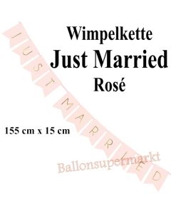 Wimpelkette Just Married, rosa