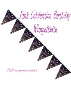 Wimpelkette Pink Celebration Birthday zum Geburtstag