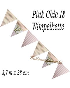Wimpelkette Pink Chic 18 zum 18. Geburtstag