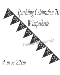Wimpelkette Sparkling Celebration 70 zum 70. Geburtstag