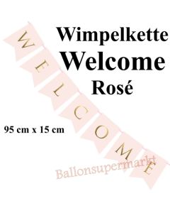 Wimpelkette Welcome, rosa