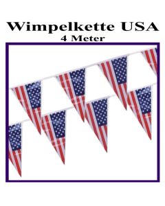 Wimpelkette USA, 4 Meter, Amerika Wimpel, Festdekoration, Vereinsdekoration, Partydekoration USA