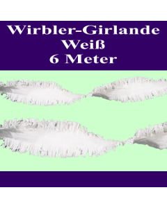 Wirbler Girlande, Papiergirlande, Drehgirlande, Weiß, 6 Meter