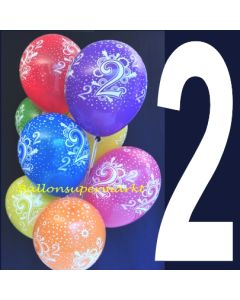 Luftballons mit der Zahl 2, Zahlenballons zum 2. Geburtstag