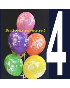 Luftballons Zahl 4, Latexballons, Zahlenballons zum 4. Geburtstag