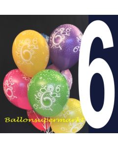 Luftballons mit der Zahl 6, Latexballons Zahlen, Zahl Sechs