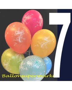 Luftballons mit der Zahl 7, Latexballons mit Zahlen, zum siebten Geburtstag