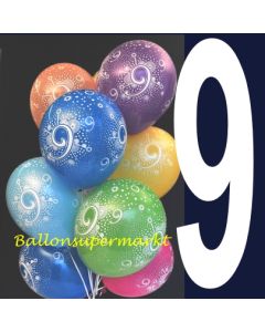Luftballons mit der Zahl 9, Latexballons mit Zahlen, Neunter Geburtstag