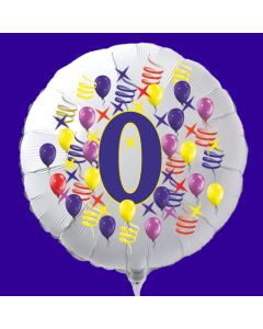 Zahlen-Luftballon aus Folie, Zahl 0, zu Geburtstag und Jubiläum