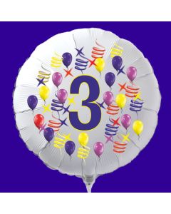 Zahlen-Luftballon aus Folie, Zahl 3, zu Geburtstag und Jubiläum