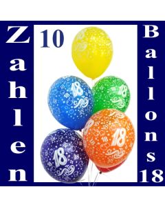Zahlen-Luftballons, Zahl 18, 10 Stück