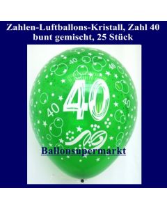 Zahlen-Luftballons, Zahl 40, 25 Stück