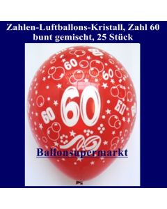 Zahlen-Luftballons, Zahl 60, 25 Stück