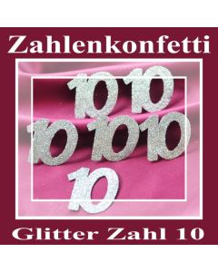 Zahlendekoration Glitter-Konfetti, Zahl 10