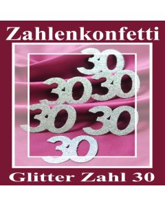 Zahlendekoration Glitter-Konfetti, Zahl 30