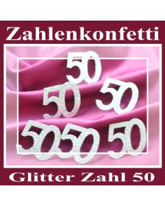 Zahlendekoration Glitter-Konfetti, Zahl 50