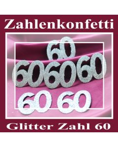 Zahlendekoration Glitter-Konfetti, Zahl 60