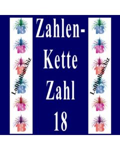 Zahlenkette, Geburtstagsdekoration, Zahl 18 zum 18. Geburtstag