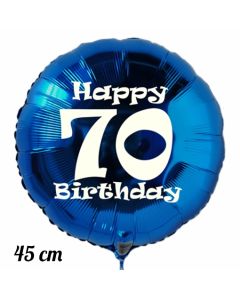 Luftballon aus Folie, blau, rund, 45 cm, zum 70. Geburtstag